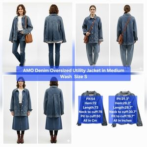 AMO Denim Oversized Utility Jacket in Medium Wash Size S
